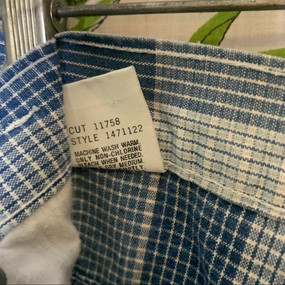 Vintage blue gingham patch high waist mom shorts - Picture 7 of 9